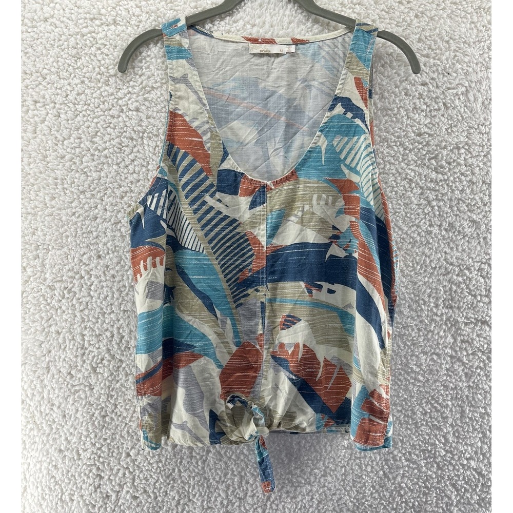 Prana McKenzie Tank Top Women's Medium Abstract Tie Front Lightweight Resortwear